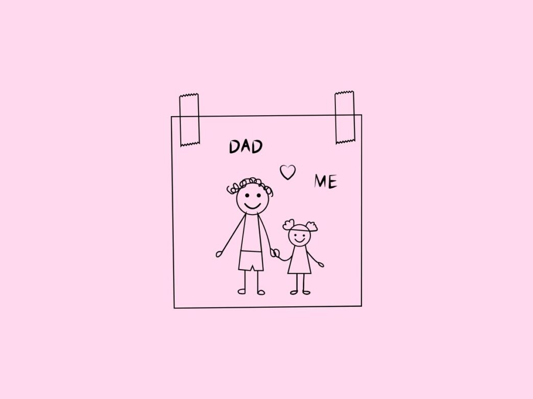 betrokken vader illustratie van een kindertekening