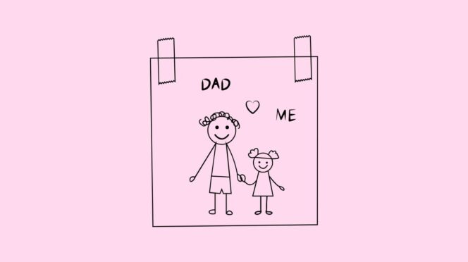 betrokken vader illustratie van een kindertekening