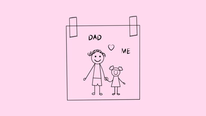 betrokken vader illustratie van een kindertekening