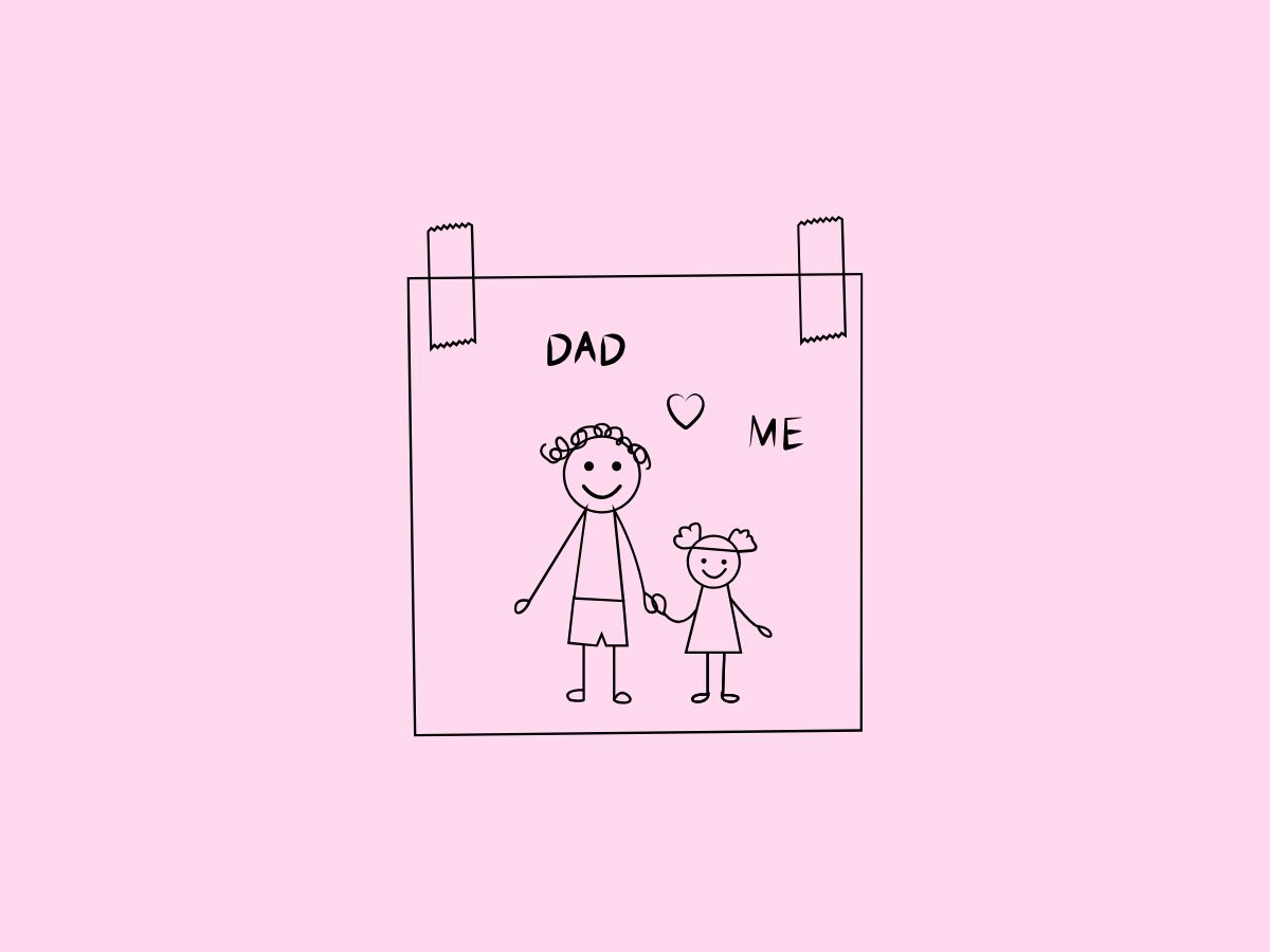 betrokken vader illustratie van een kindertekening