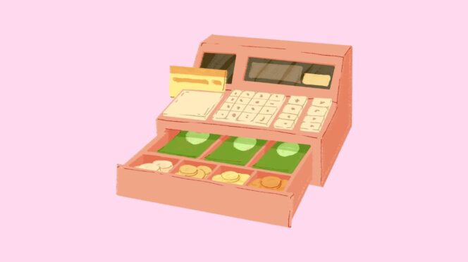 zelfscan supermarkt illustratie van kassa