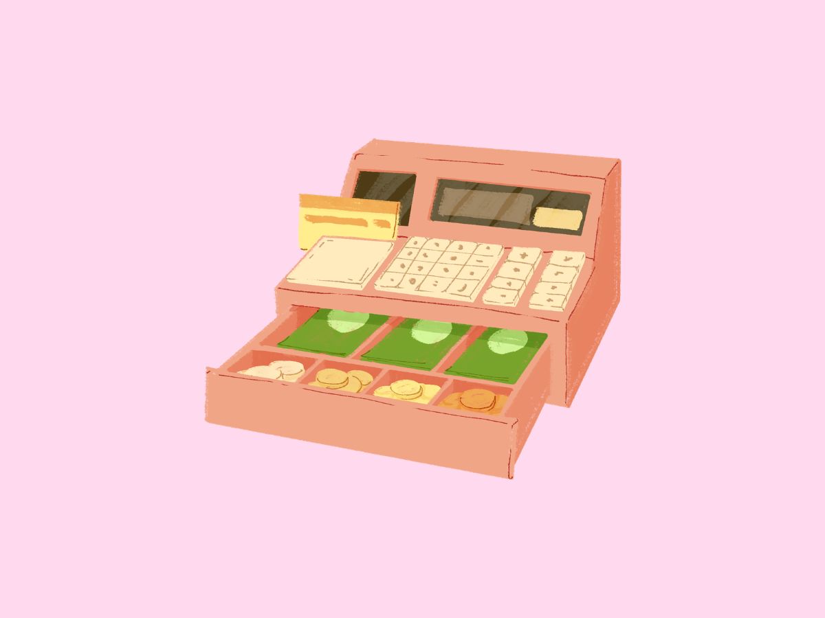 zelfscan supermarkt illustratie van kassa
