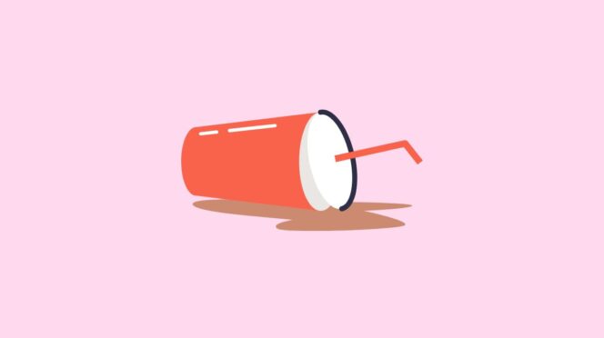 nieuwe partner en kind illustratie van een omgevallen beker drinken