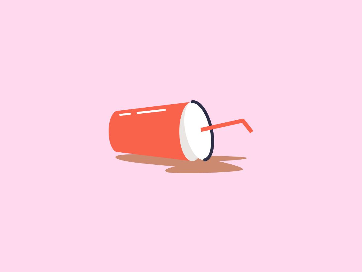nieuwe partner en kind illustratie van een omgevallen beker drinken