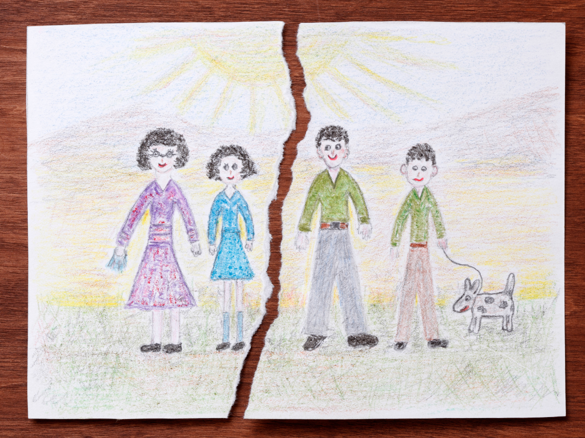 tekening kind gescheiden ouders
