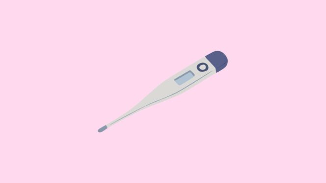 ziek zijn als moeder illustratie van een thermometer