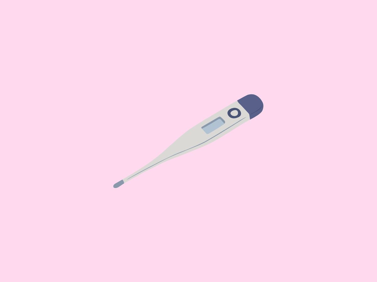 ziek zijn als moeder illustratie van een thermometer