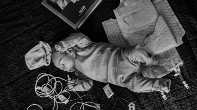 baby op NICU foto van baby mamablogger met slangetjes en draadjes