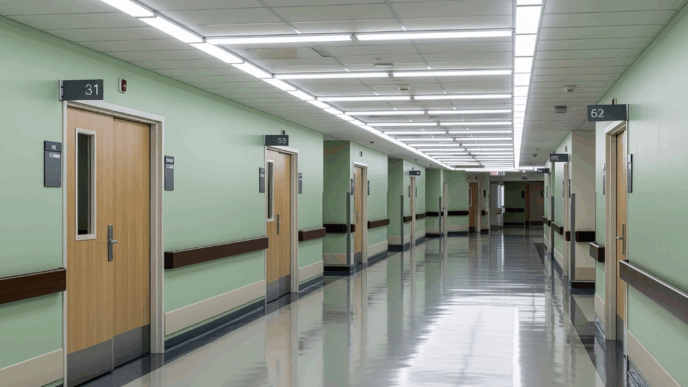 vader brengt baby zelf ter wereld foto van ziekenhuisgang