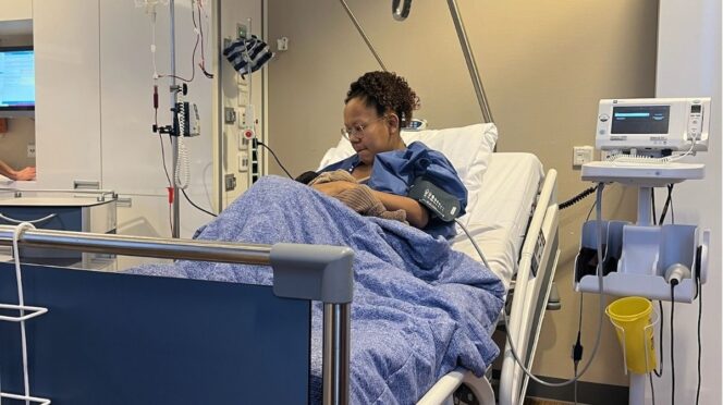 nabloeding na bevalling foto van jaleesa in ziekenhuis