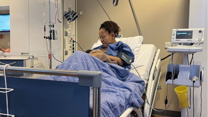 nabloeding na bevalling foto van jaleesa in ziekenhuis