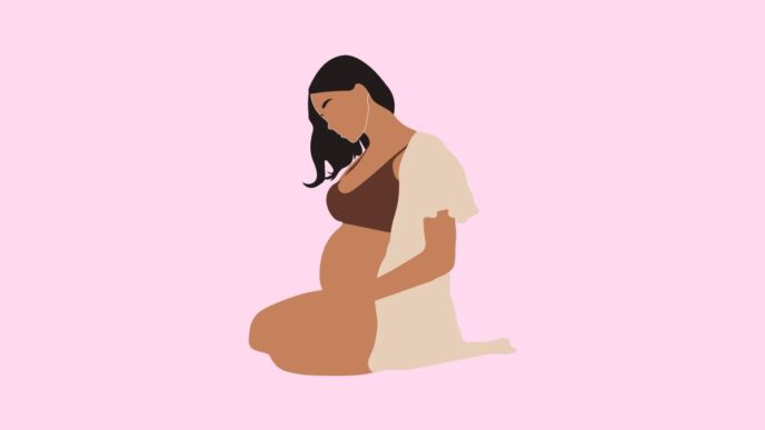 zwanger voor partner illustratie van zwangere vrouw op roze achtergrond