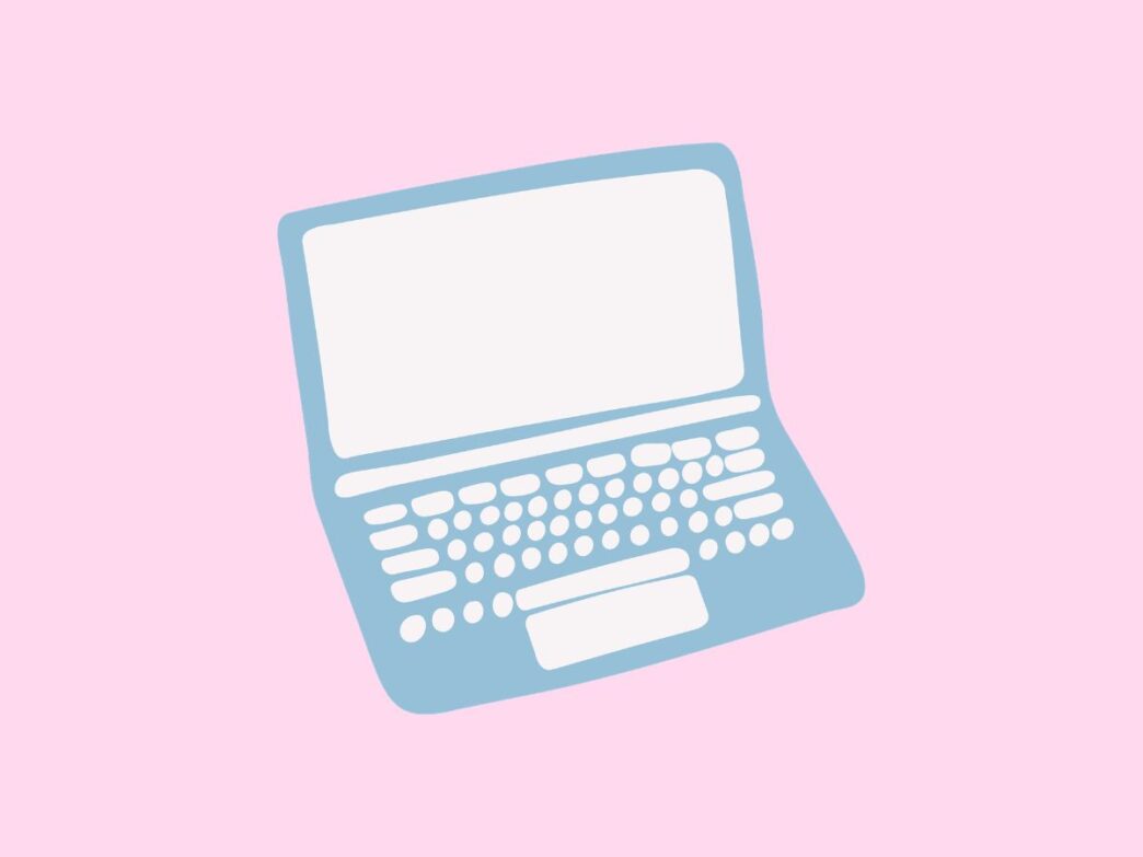 peuter zegt iets gênants illustratie van laptop