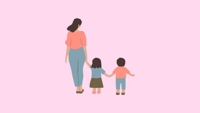 favoriet kind moeder illustratie van moeder met twee kinderen