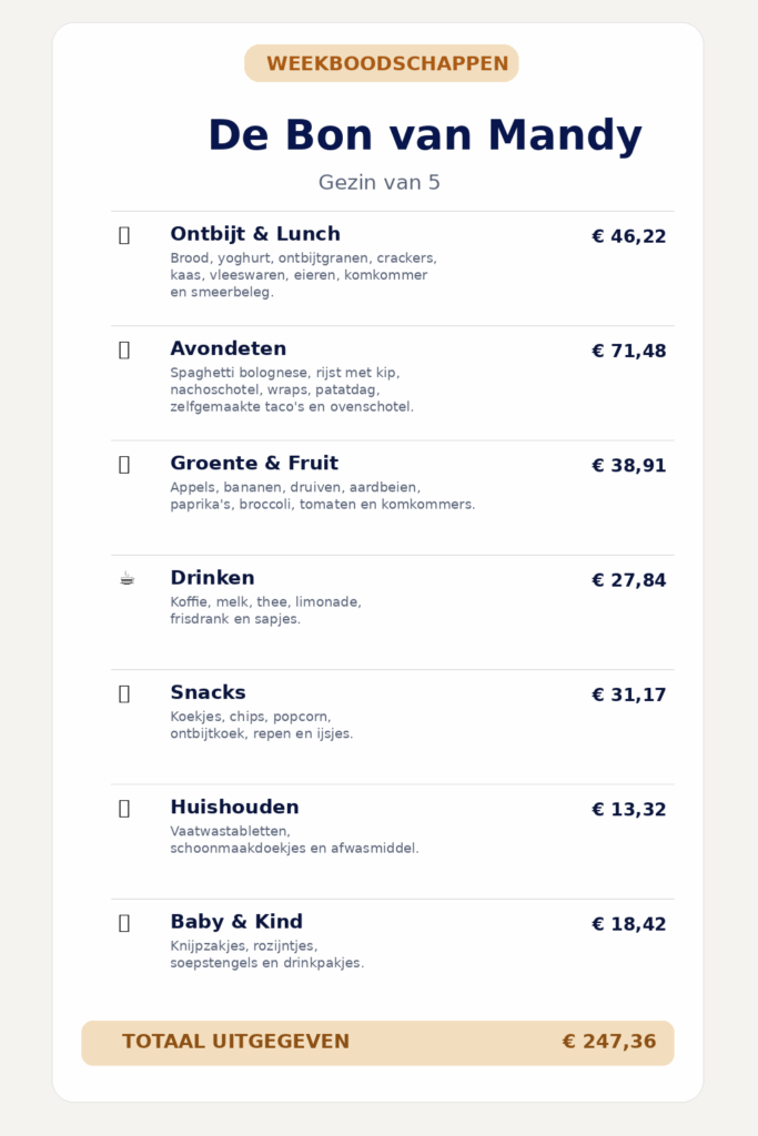 weekboodschappen gezin van vijf