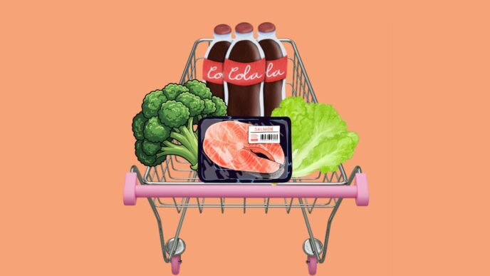 weekboodschappen gezin van 6 illustratie van boodschappenmandje sandra