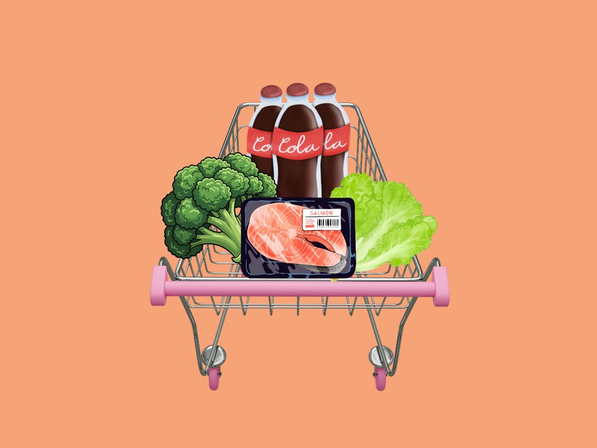 weekboodschappen gezin van 6 illustratie van boodschappenmandje sandra