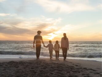 Zomervakantieregels kinderen foto van familie op strand