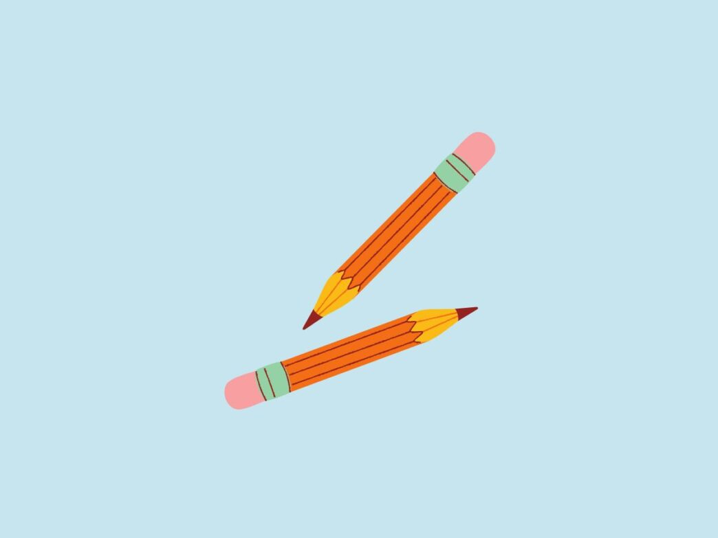 Klassenapp illustratie van twee potloden