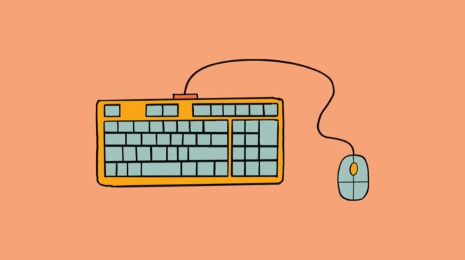 parttime moeders illustratie van keyboard