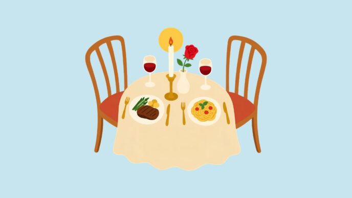Tikkie na date illustratie gedekte tafel