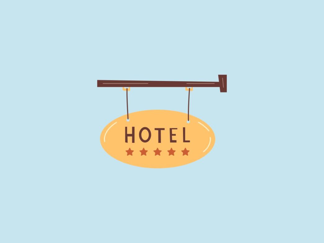 verkeerd vakantiepark geboekt illustratie van hotel bord
