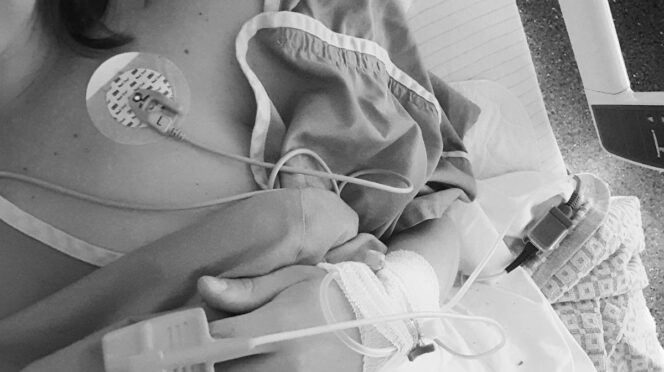 Hyperemesis Gravidarum zwangerschap foto van marjolein in het ziekenhuis