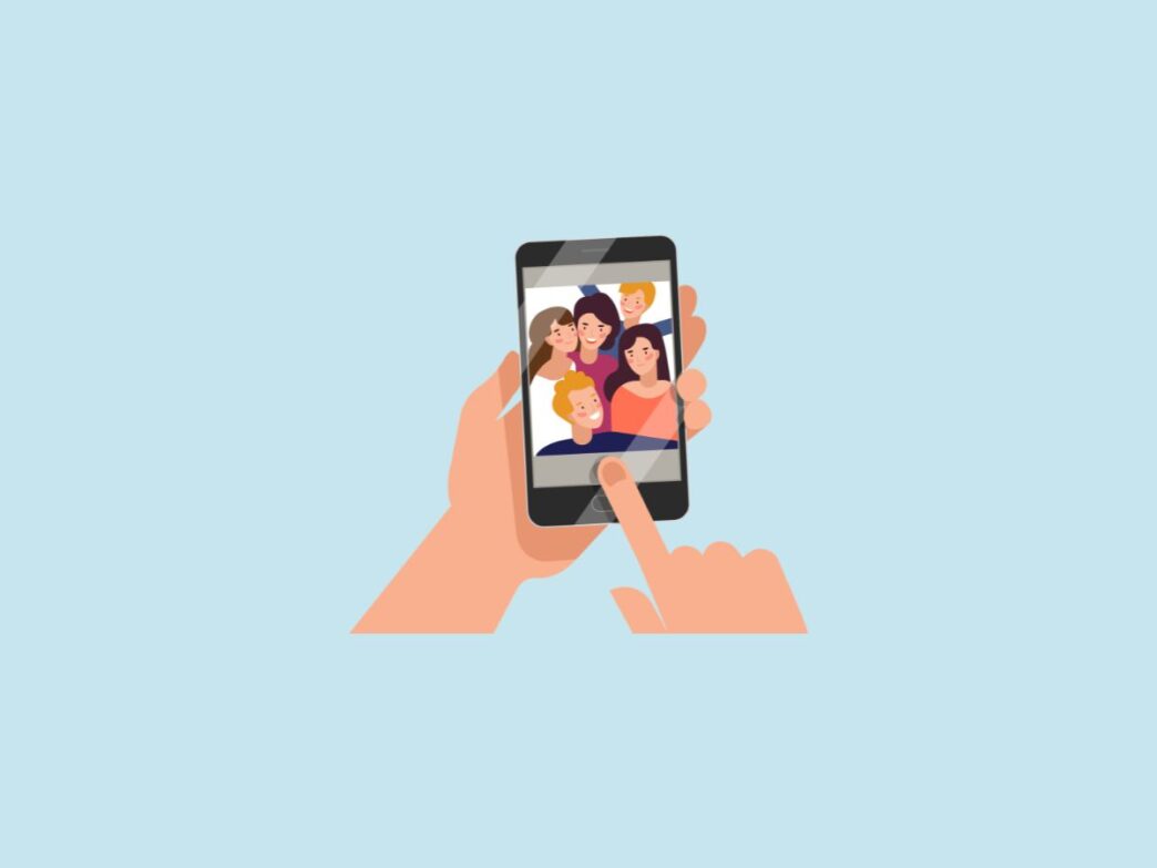 verwijderd uit vriendinnengroep illustratie van foto met vriendinnen op telefoon