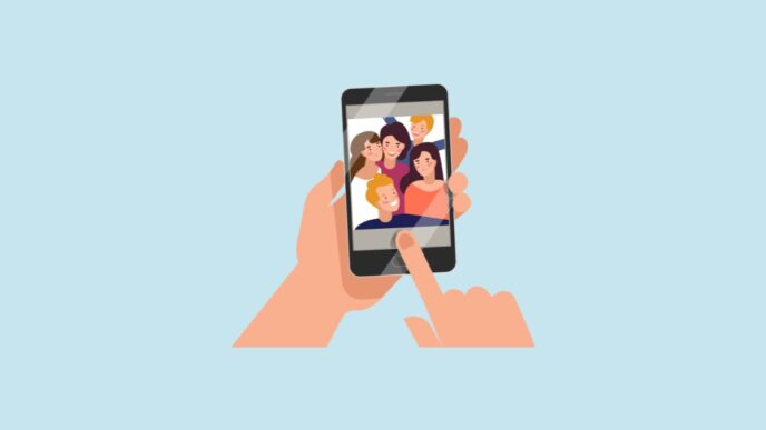 verwijderd uit vriendinnengroep illustratie van foto met vriendinnen op telefoon